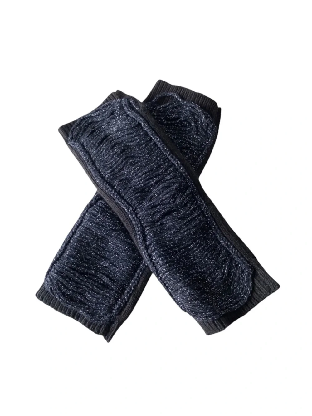 Rare: new Pencey ✵ Fringe Fingerless Gloves ✵ Black Metallic ✵ Edgy Chic Blingy